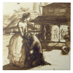 Accepted, 1853 (pen & brown ink on paper) ceramic tile