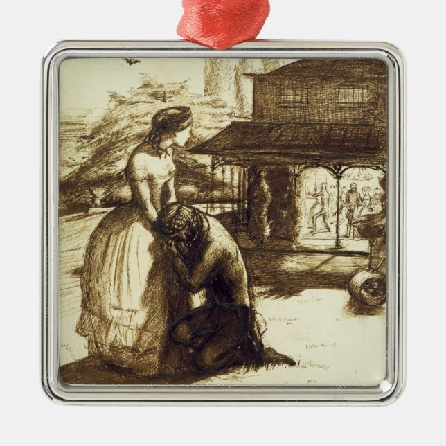 Accepted, 1853 (pen & brown ink on paper) metal ornament (Front)
