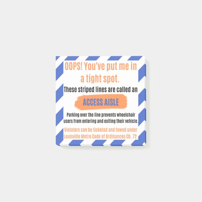 Access Aisle Sticker for Louisville, Kentucky Post-it Notes (Front)