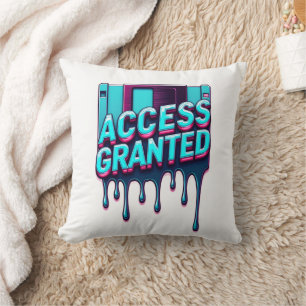 Access Granted Retro Hacker Floppy Disk Graphic Cushion