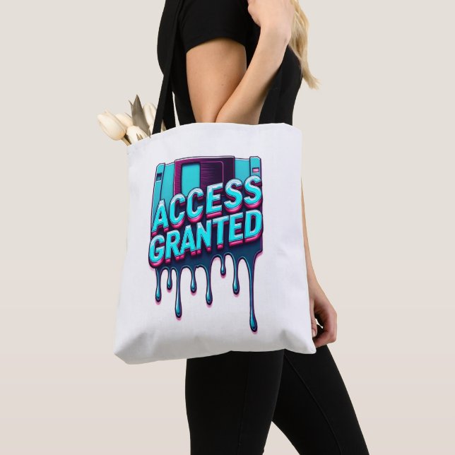 Access Granted | Retro Hacker Floppy Disk Graphic Tote Bag (Close Up)