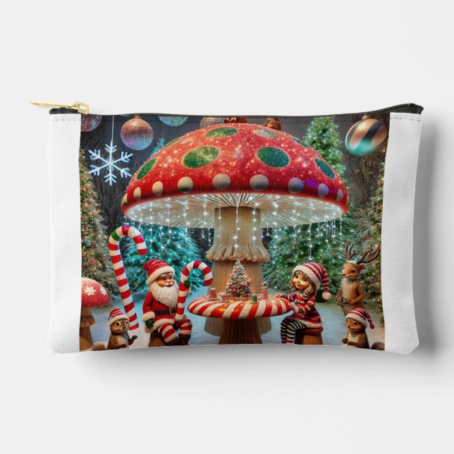 Accessory Pouch: Christmas Mushroom Design Pouch (Front)