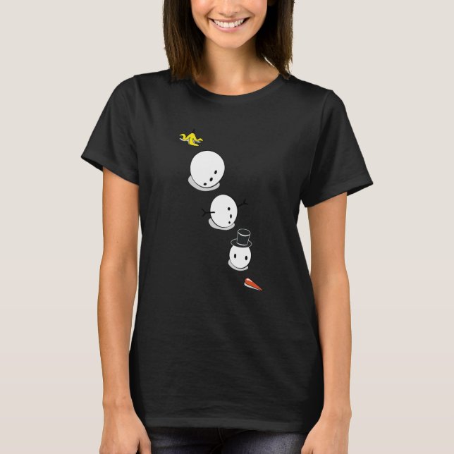 accident snowman slips out on banana T-Shirt (Front)