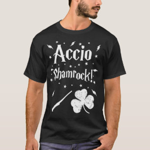 Accio Shamrock Magic Wand Irish Ireland St Patrick T-Shirt