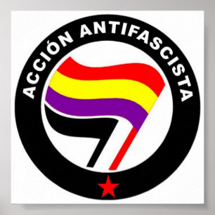 Acción Antifascista Antifascist Spanish Flag Poster
