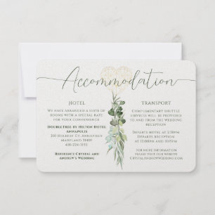 Accommodation Elegant White Heart Foliage Wedding Invitation