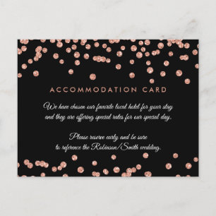 Accommodation Rose Gold Glitter Confetti Black Postcard