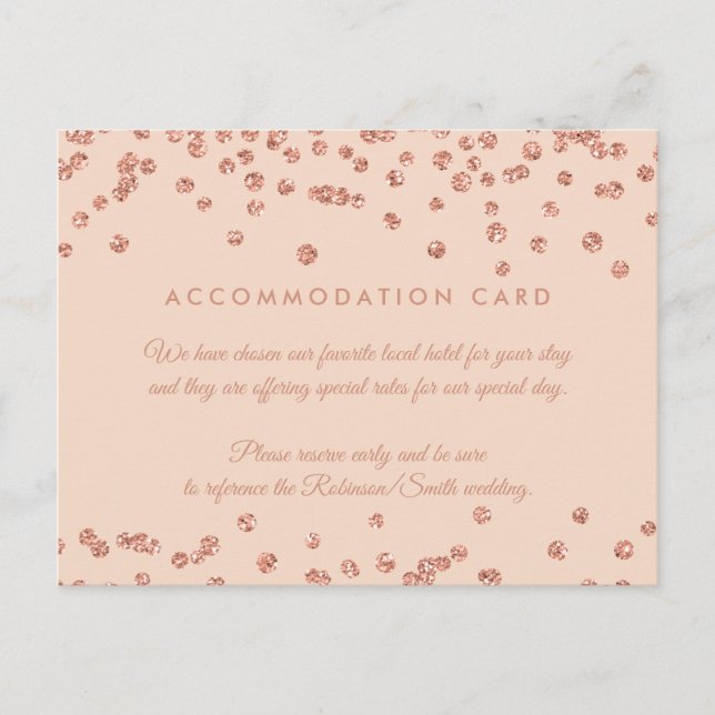 Accommodation Rose Gold Glitter Confetti Blush Postcard (Front)