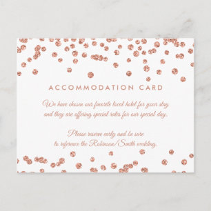 Accommodation Rose Gold Glitter Confetti White Postcard