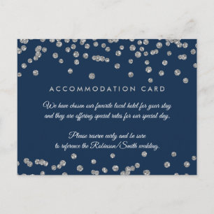 Accommodation Silver Faux Glitter Confetti Navy Postcard