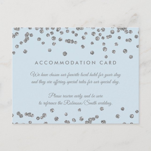 Accommodation Silver Glitter Confetti Ice Blue Postcard (Front)