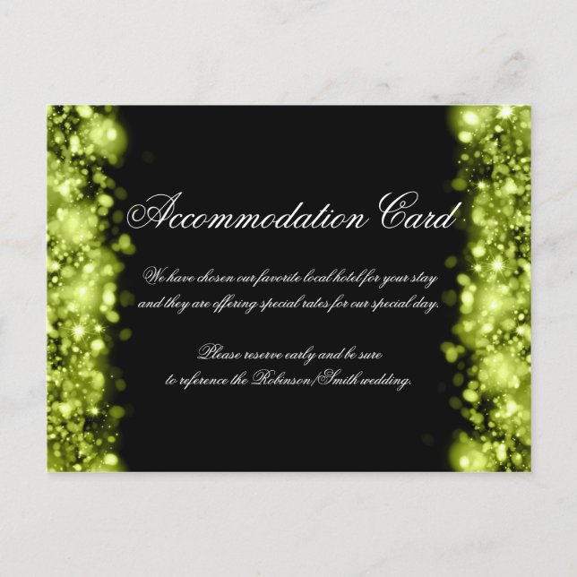 Accommodation Sparkling Lights Lime Black Postcard (Front)