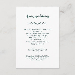 Accommodations Elegant Emerald Wedding Details Enclosure Card