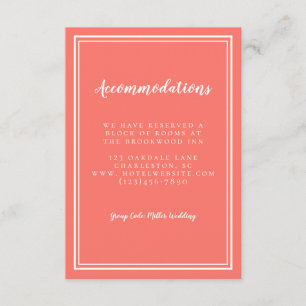Accommodations Simple Living Coral Detail Wedding Enclosure Card
