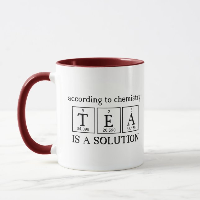 According To Chemistry Tea is a Solution Science Mug (Left)