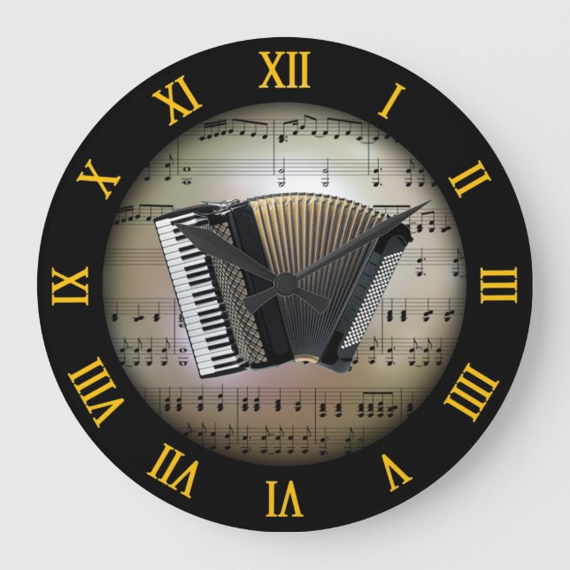 Accordion ~ Background “The Musical Planet” * ~ Large Clock (Front)