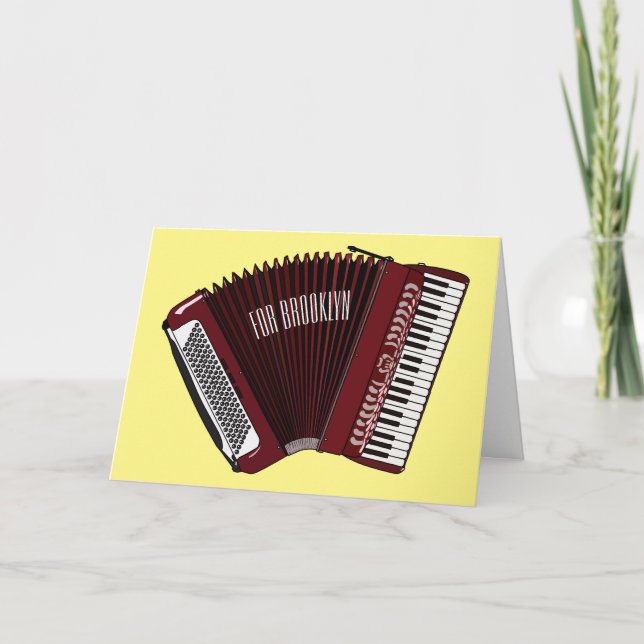 Accordion cartoon illustration card (Front)