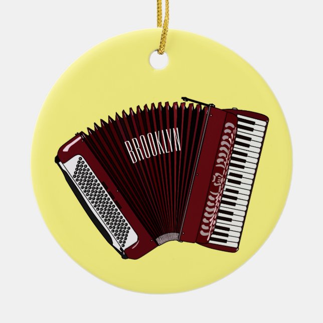 Accordion cartoon illustration ceramic ornament (Front)
