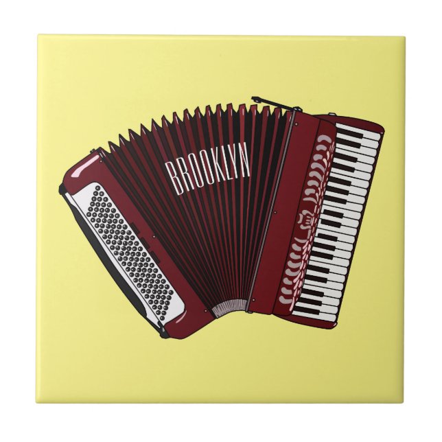 Accordion cartoon illustration ceramic tile (Front)