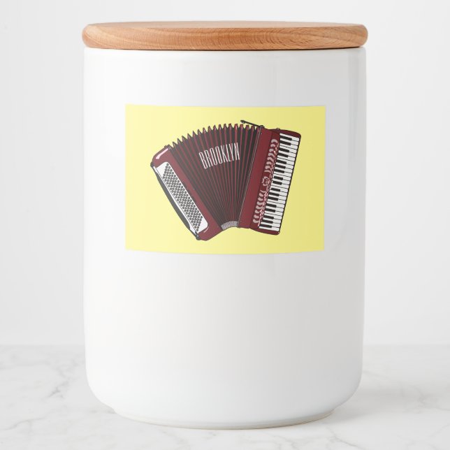 Accordion cartoon illustration food label (Front)