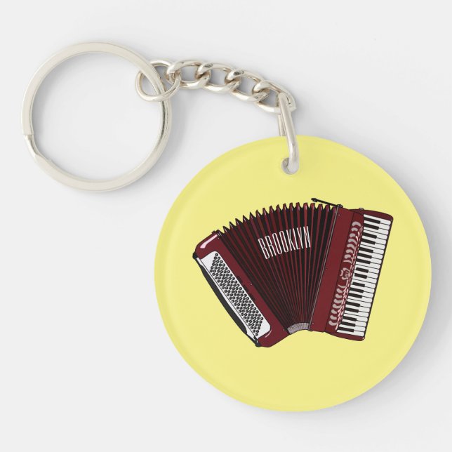 Accordion cartoon illustration key ring (Front)