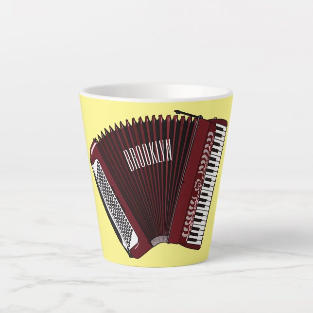 Accordion cartoon illustration latte mug (Front)
