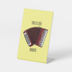 Accordion cartoon illustration pedestal sign