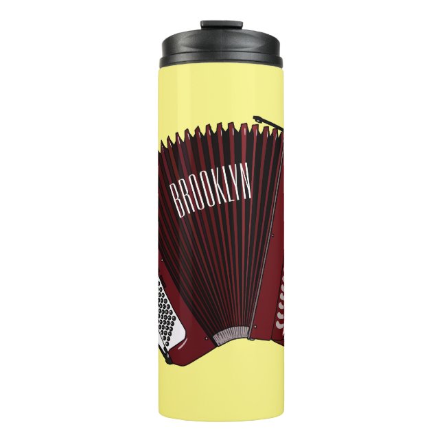Accordion cartoon illustration thermal tumbler (Front)
