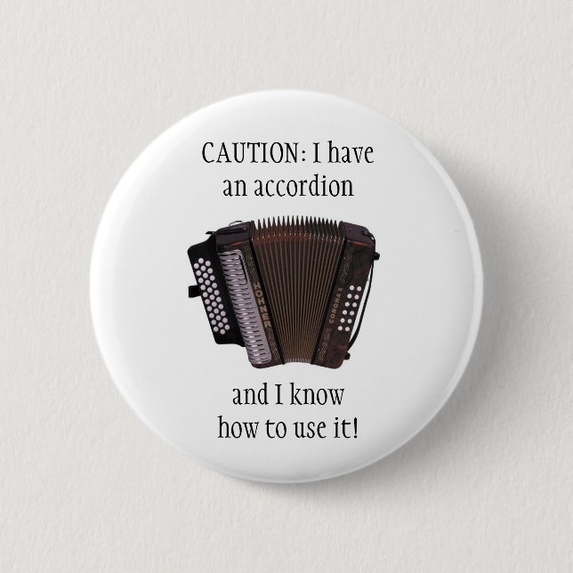 ACCORDION CAUTION button/pin badge (Front)