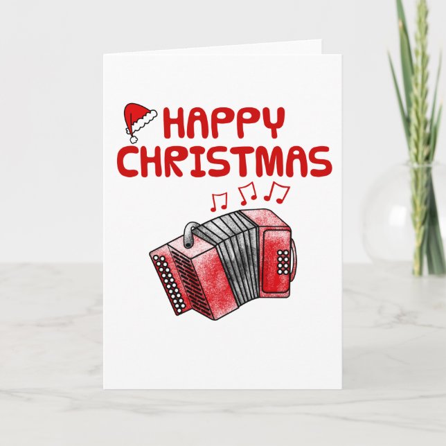 Accordion Christmas Card Folk Musician (Front)