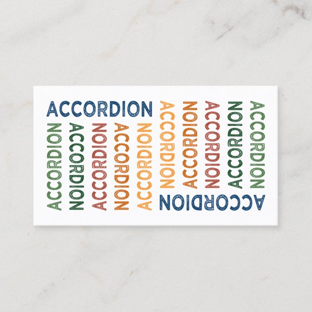 Accordion Cute Colourful Business Card (Front)