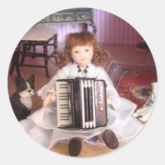 ACCORDION GIRL CLASSIC ROUND STICKER