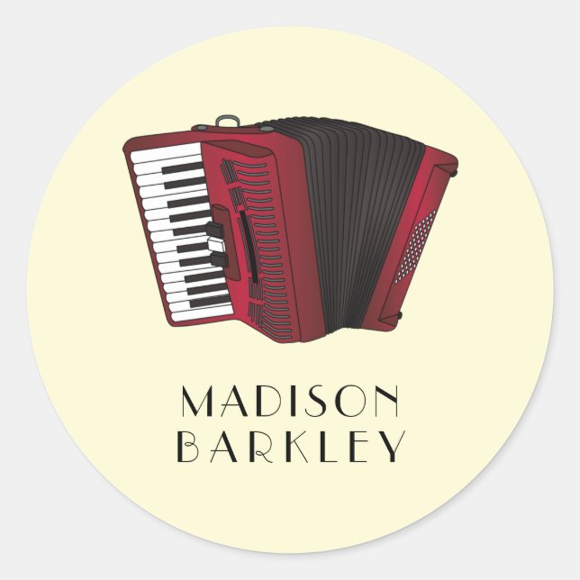 Accordion Instrument Musician Music Teacher Classic Round Sticker (Front)