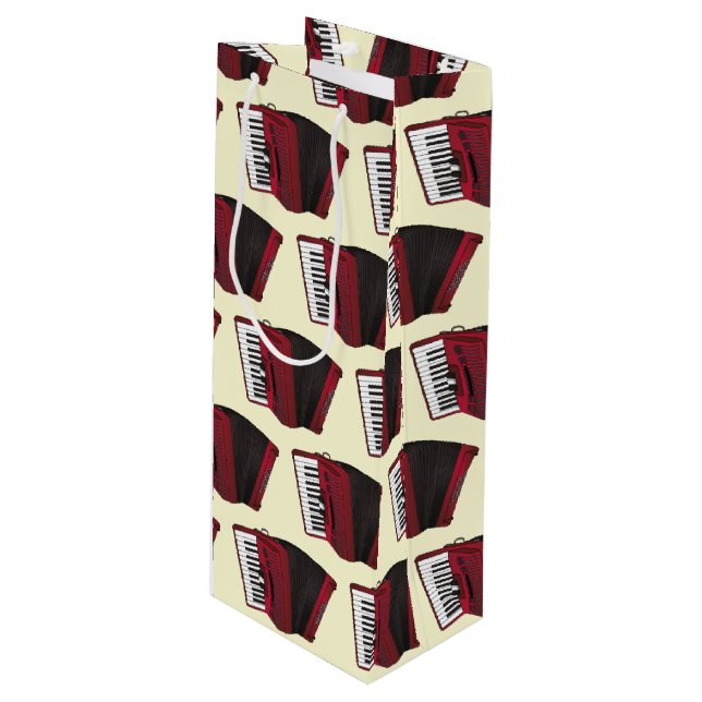 Accordion Instrument Musician Music Teacher Wine Gift Bag (Front Angled)