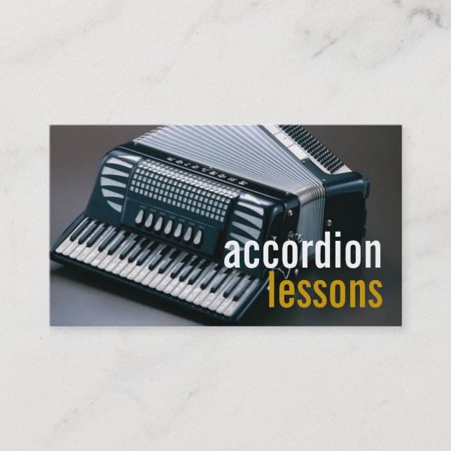 Accordion Lessons Music Instruments Teacher Business Card (Front)