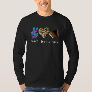 Accordion Love Peace Music Accordionist Music Leop T-Shirt