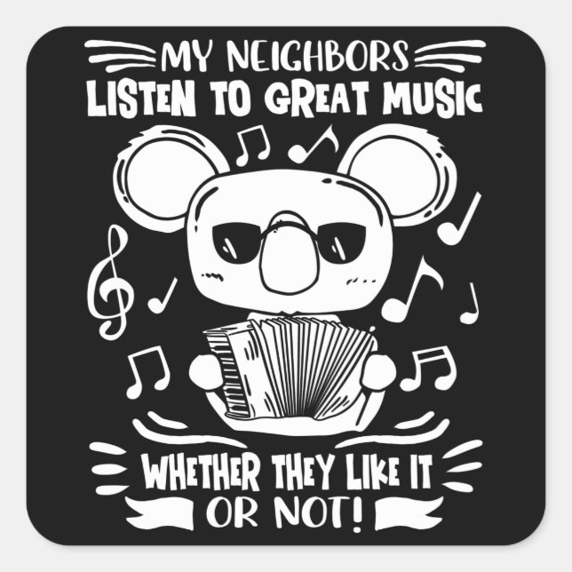 Accordion Music Koala Musician Acordeon Square Sticker (Front)