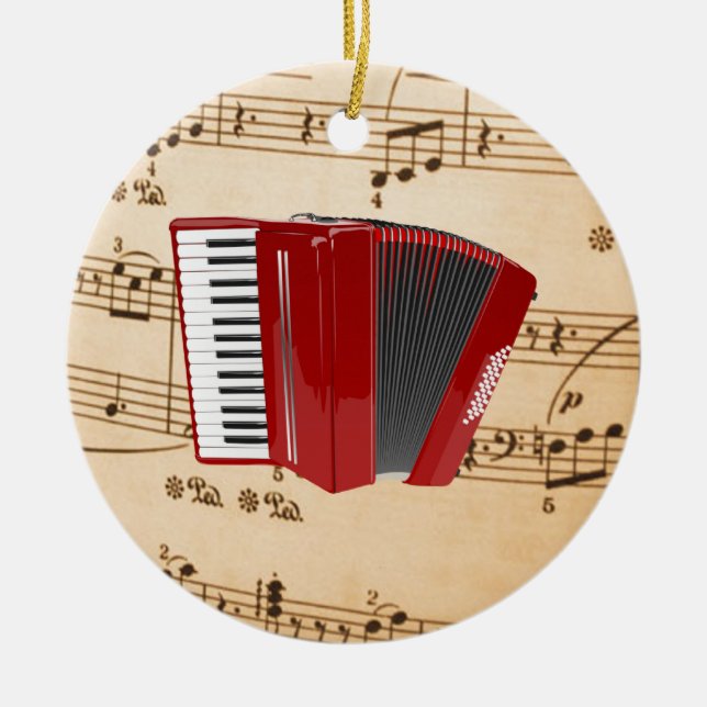 Accordion Music, popular design, Ceramic Ornament (Front)
