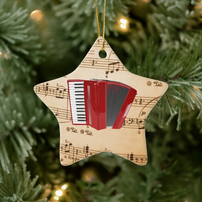 Accordion Music, popular design, Ceramic Ornament (Tree)