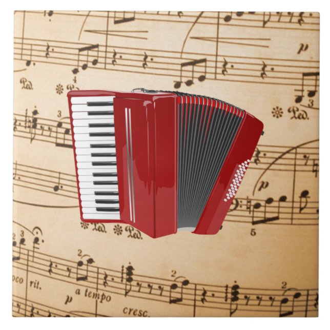 Accordion Music, popular design,  Ceramic Tile (Front)