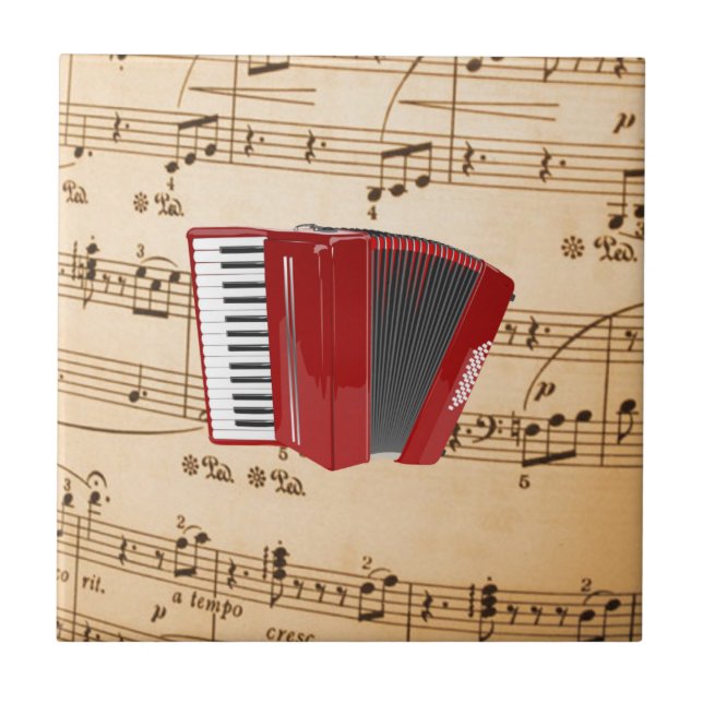 Accordion Music, popular design, Ceramic Tile (Front)