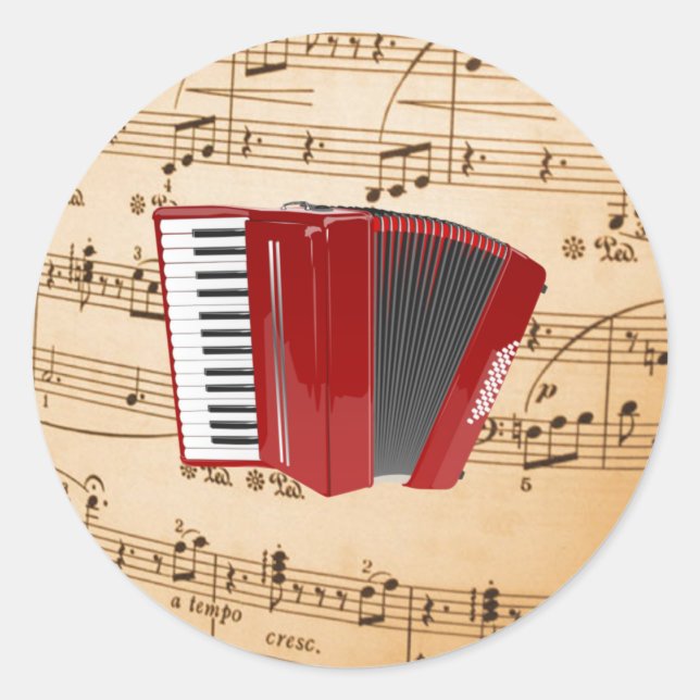 Accordion Music, popular design, Classic Round Sticker (Front)