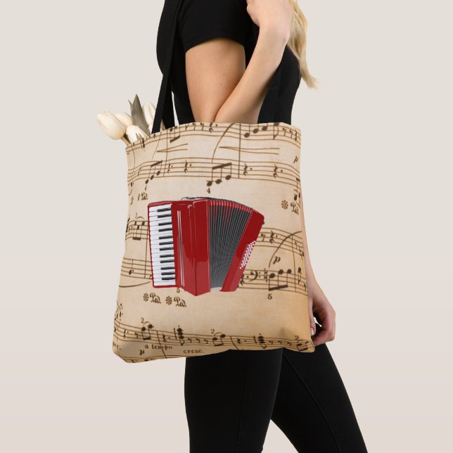 Accordion Music, popular design, Tote Bag (Close Up)