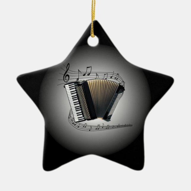 Accordion ~  Musical Globe ~ Musical Scale ~ Ceramic Ornament (Front)