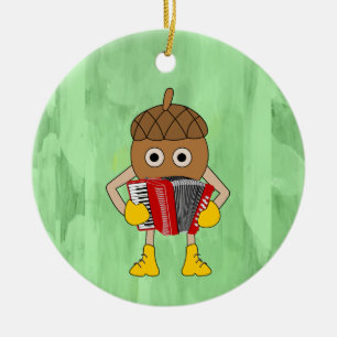 Accordion Nut Ceramic Ornament