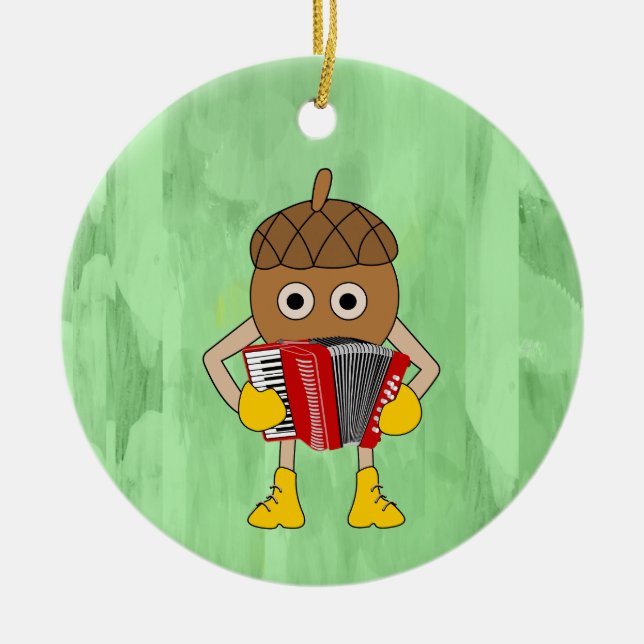 Accordion Nut Ceramic Ornament (Front)