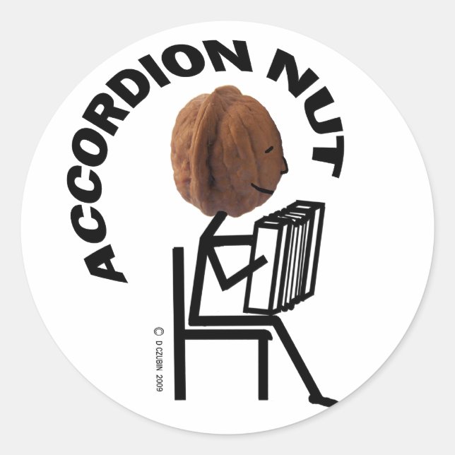 Accordion Nut Classic Round Sticker (Front)