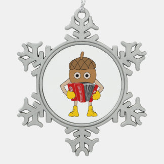 Accordion Nut Snowflake Pewter Christmas Ornament