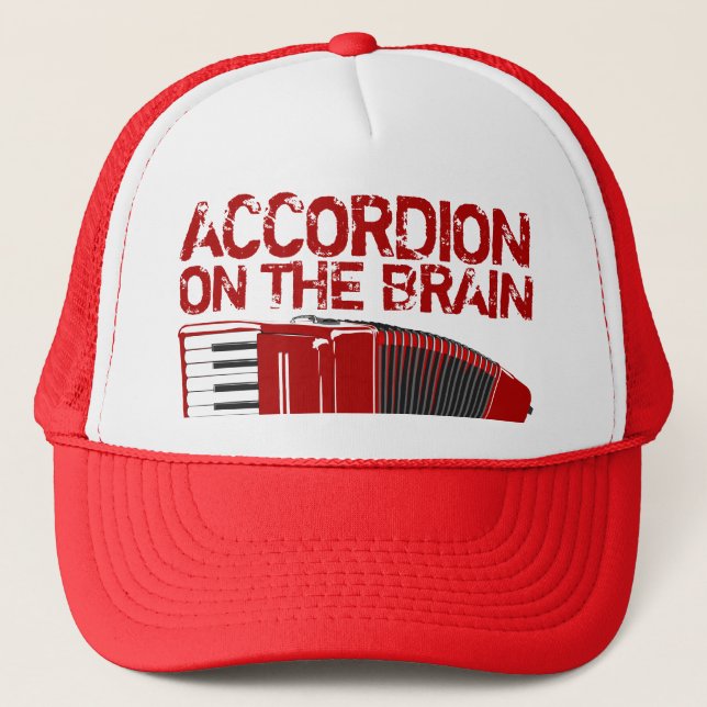 Accordion On The Brain Fun Accordionist Player Trucker Hat (Front)