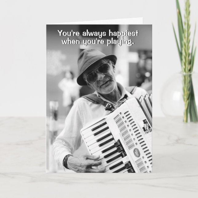 Accordion Player Accordionist Drinking Birthday Card (Front)